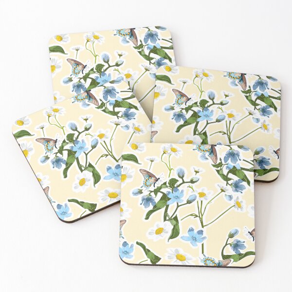 Item preview, Summer blue flowers, camomile and leaves, light background. Seamless pattern. Garden flowers. Summer beach floral design.  designed and sold by MatyKotiv.