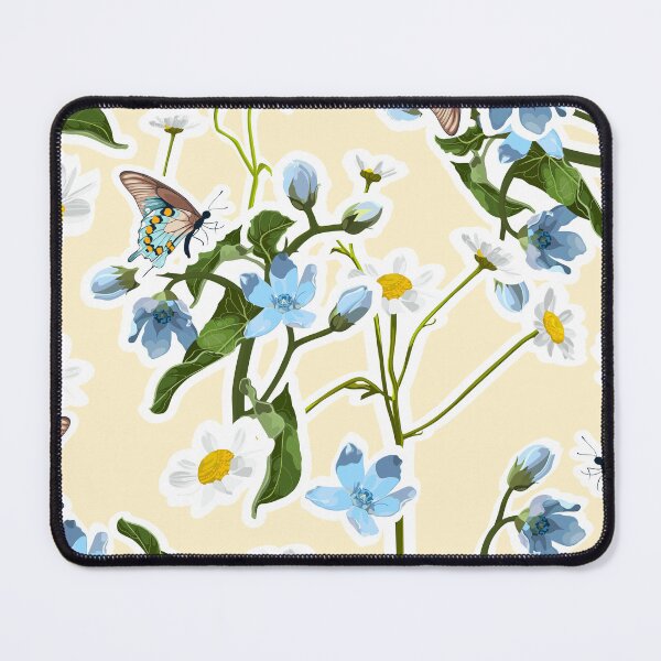 Item preview, Summer blue flowers, camomile and leaves, light background. Seamless pattern. Garden flowers. Summer beach floral design.  designed and sold by MatyKotiv.