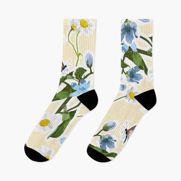 Item preview, Summer blue flowers, camomile and leaves, light background. Seamless pattern. Garden flowers. Summer beach floral design.  designed and sold by MatyKotiv.