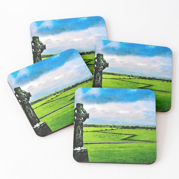 Item preview, Watercolor depiction of the scenic Rock of Cashel and Celtic cemetery cross designed and sold by GestaltImagery.