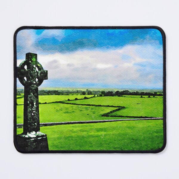 Item preview, Watercolor depiction of the scenic Rock of Cashel and Celtic cemetery cross designed and sold by GestaltImagery.