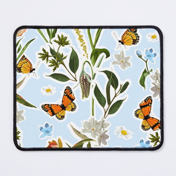 Item preview, Summer blue flowers, camomile, tulips and leaves, light background. Seamless pattern. Garden flowers. Summer beach floral design.  designed and sold by MatyKotiv.