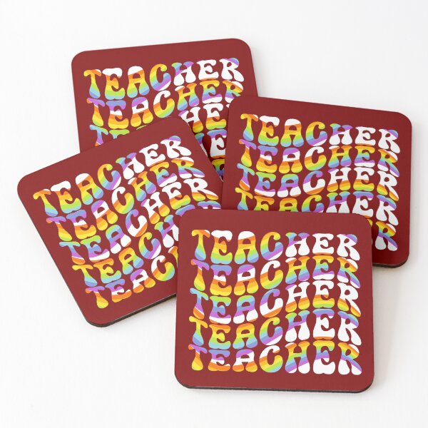 Item preview, Teacher retro rainbow  wavy font  designed and sold by Wayo29.