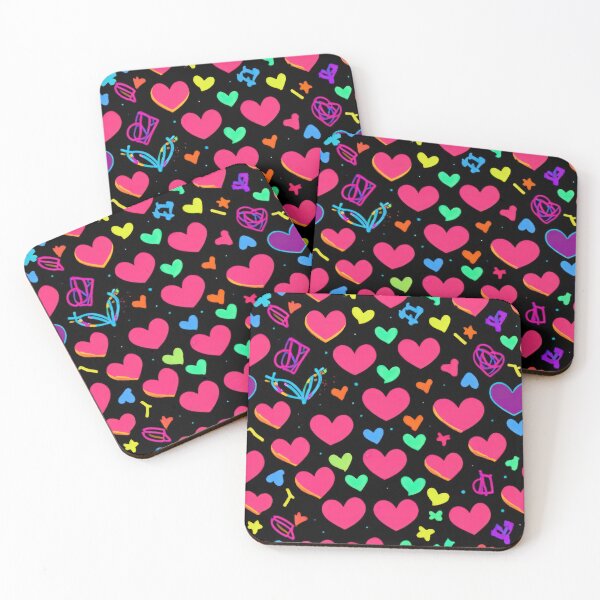Item preview, valentines art pattern neon pink hearts on black background,valentine hearts,hearts pattern,Valentines Day Pattern,valentines background designed and sold by Expressions-Sel.
