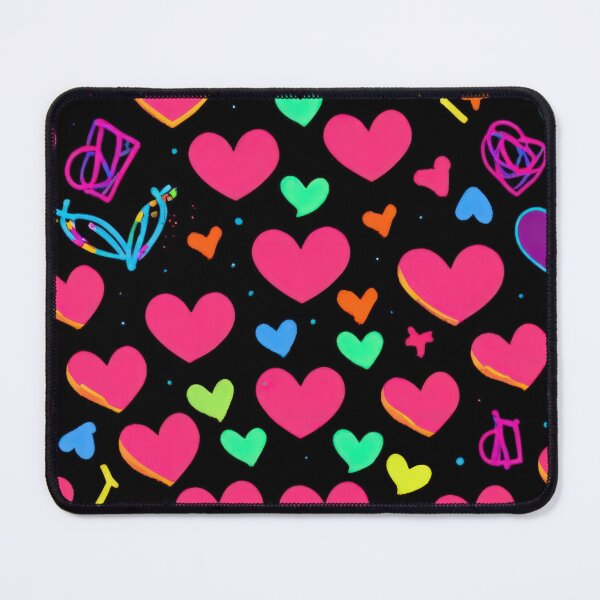 Item preview, valentines art pattern neon pink hearts on black background,valentine hearts,hearts pattern,Valentines Day Pattern,valentines background designed and sold by Expressions-Sel.
