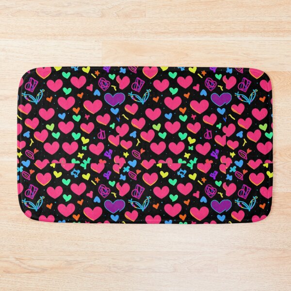 Item preview, valentines art pattern neon pink hearts on black background,valentine hearts,hearts pattern,Valentines Day Pattern,valentines background designed and sold by Expressions-Sel.