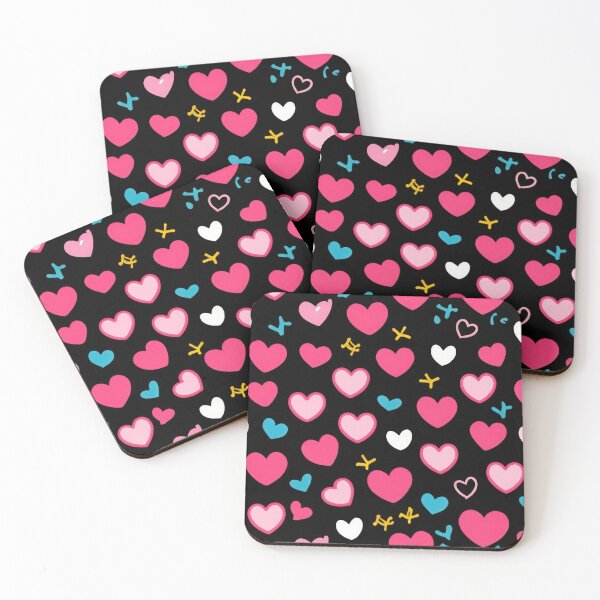 Item preview, valentines art pattern neon pink hearts on black background,valentine hearts,hearts pattern,Valentines Day Pattern,valentines background designed and sold by Expressions-Sel.