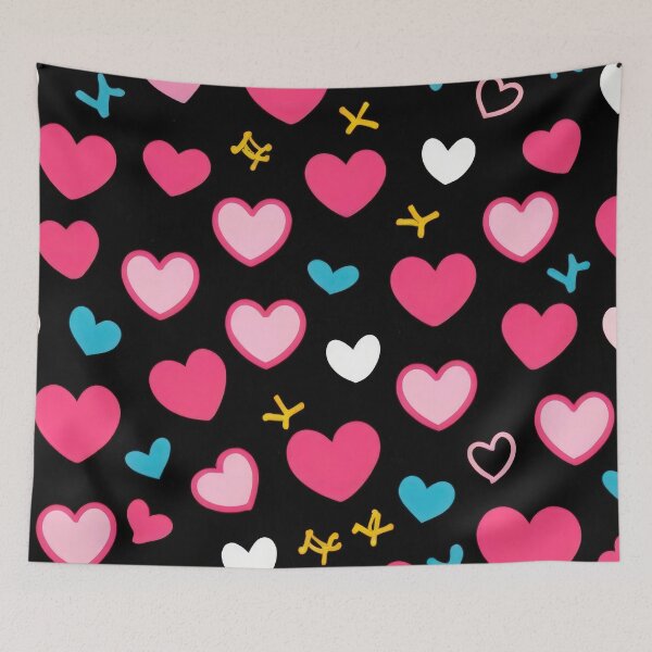Item preview, valentines art pattern neon pink hearts on black background,valentine hearts,hearts pattern,Valentines Day Pattern,valentines background designed and sold by Expressions-Sel.
