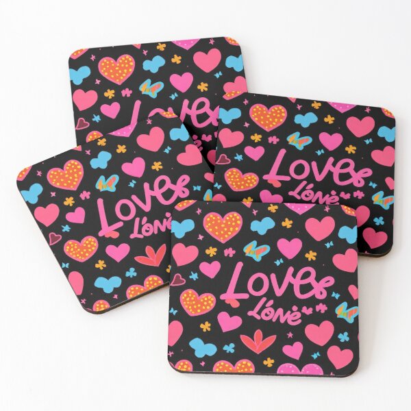Item preview, valentines art pattern neon Colored hearts on black background,valentine hearts,hearts pattern,Valentines Day Pattern,valentines background designed and sold by Expressions-Sel.