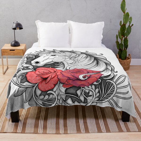 Item preview, Zentangle Horse with Vibrant Roses | Intricate Hand-Drawn Art designed and sold by DianaZenArt.