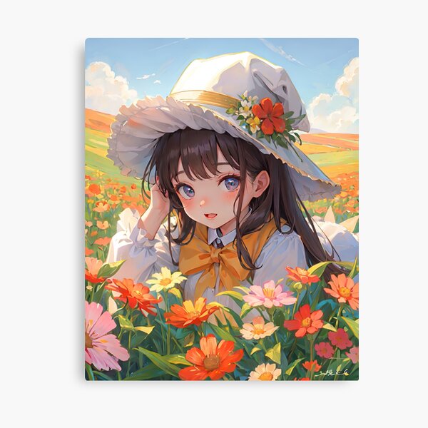 Artikel-Vorschau von Manga-Landmädchen mit Blumen, designt und verkauft von TheArtistOf2022.