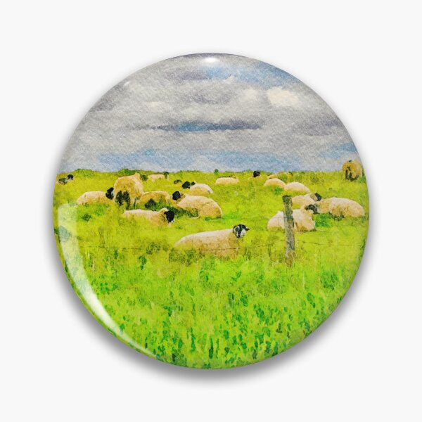 Item preview, Watercolor depiction of sheep grazing in the Yorkshire Dales, England designed and sold by GestaltImagery.
