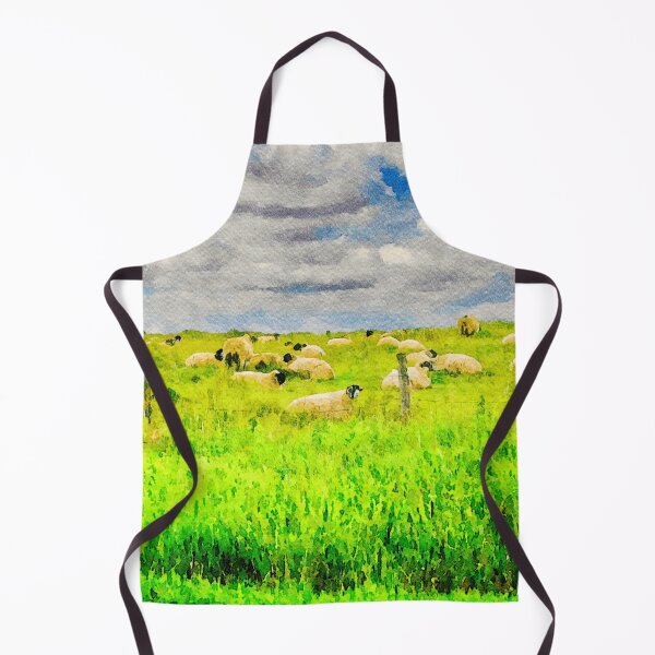 Item preview, Watercolor depiction of sheep grazing in the Yorkshire Dales, England designed and sold by GestaltImagery.