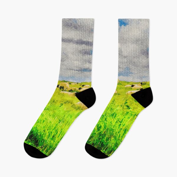 Item preview, Watercolor depiction of sheep grazing in the Yorkshire Dales, England designed and sold by GestaltImagery.