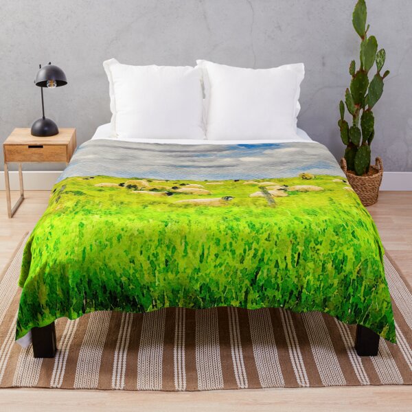 Item preview, Watercolor depiction of sheep grazing in the Yorkshire Dales, England designed and sold by GestaltImagery.