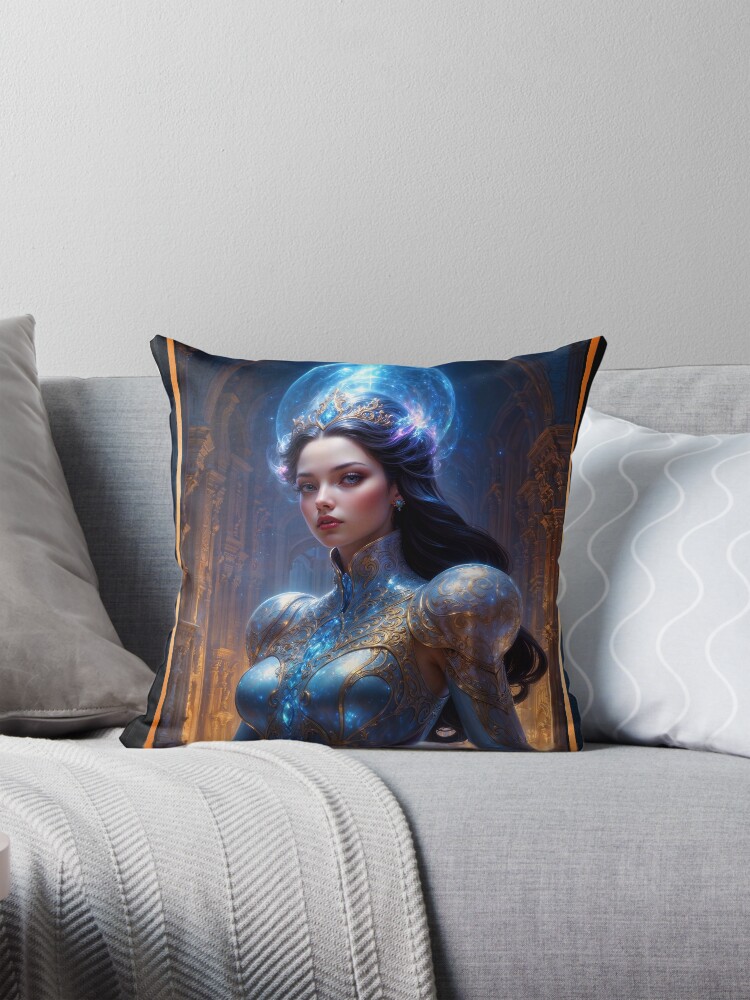 Elysia Ardentis, An Enigmatic Vision Of Celestial Elegance And Grace AI Concept Art by Xzendor7 | A Cosmic Beauty 4 Elysia Ardentis, An Enigmatic Vision Of Celestial Elegance And Grace Stunning AI Concept Art by Xzendor7 Decorative Art Print Throw Pillow