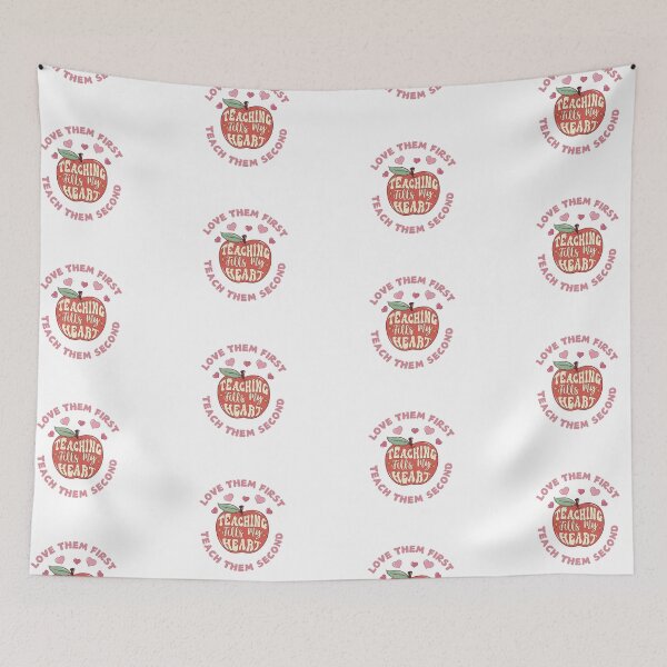 Item preview, Love Them First Teach Them Second Teacher Valentines Teaching Fills My Heart Apple With Hearts designed and sold by SillyDarkShop.