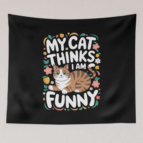 Item preview, Funny Cat Unisex Design | My Cat Thinks I'm Funny | Hilarious Pet Graphic | Cat Lover Design designed and sold by TeeVinci.