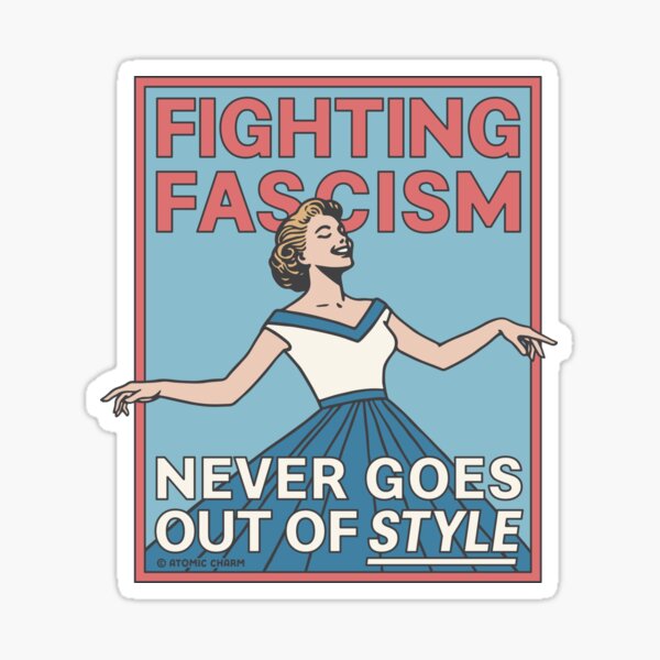 Vista previa del artículo con la obra «La lucha contra el fascismo nunca pasa de moda - Color», diseñado y vendido por Atomic-Charm.