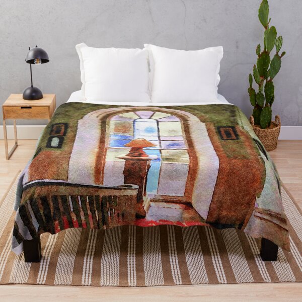 Item preview, Encantadora escalera vintage con luz natural y alfombra vibrante. designed and sold by GestaltImagery.