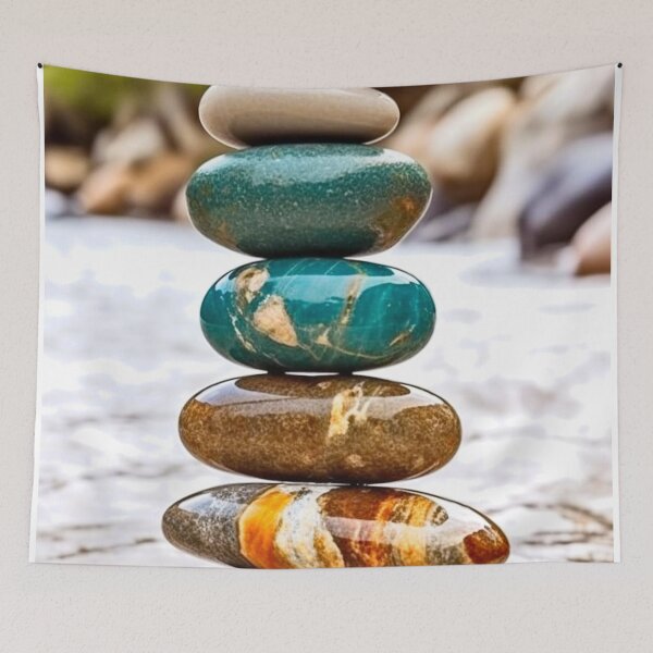Item preview, Zen Balancing Stones on Riverbank designed and sold by Rocky Mountain Artistry.