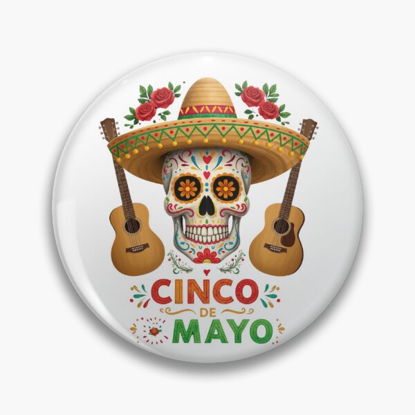 Item preview, Funny Cinco De Mayo Skull Fiesta Guitar T-Shirt designed and sold by jinif.