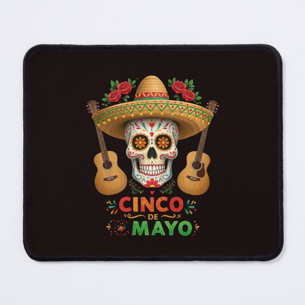 Item preview, Funny Cinco De Mayo Skull Fiesta Guitar T-Shirt designed and sold by jinif.