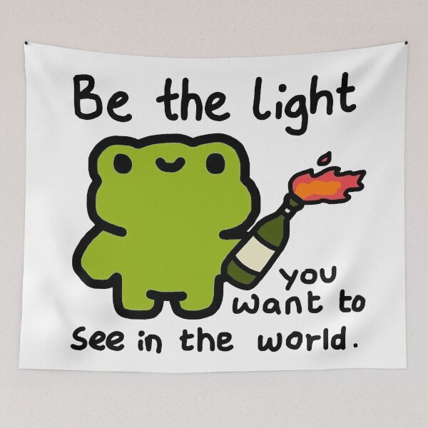 Item preview, Be the Light you want to see in the world Cute Rebel Frog designed and sold by GrimdarkStore.