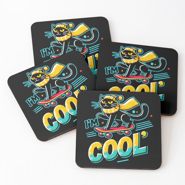Item preview, Cool Black Cat Skateboarding – Trendy Skater Cat Art – Funny Retro Skateboard Design – Hipster Cartoon Cat Illustration designed and sold by DrawHandArt.