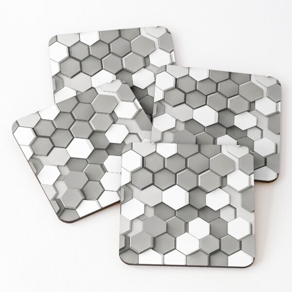 Item preview, Hexagon Gray and white Geometric tactical graphic pattern designed and sold by AngelottiCR.
