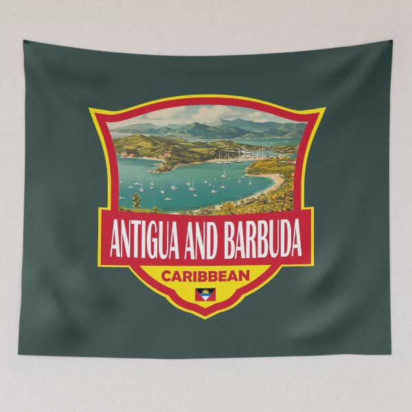 Item preview, Antigua and Barbuda Illustration Retro Badge designed and sold by KrisSidDesigns.