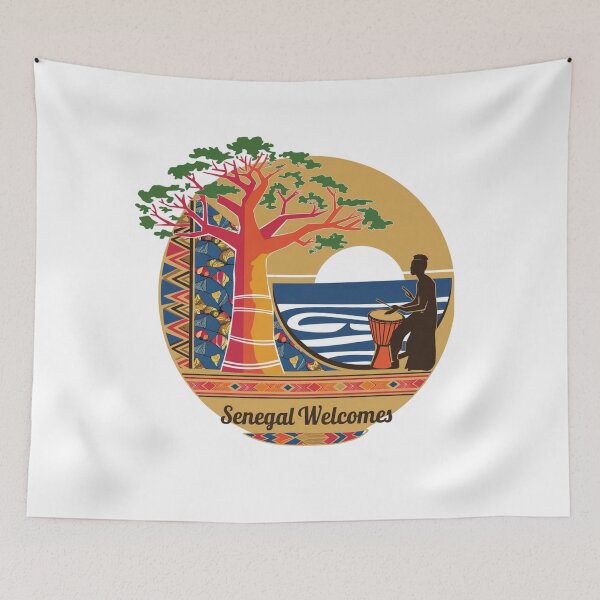 Item preview, Senegal Welcomes Flag Map Dakar, Lake Retba, Gorée Island designed and sold by AnimalsDH305.