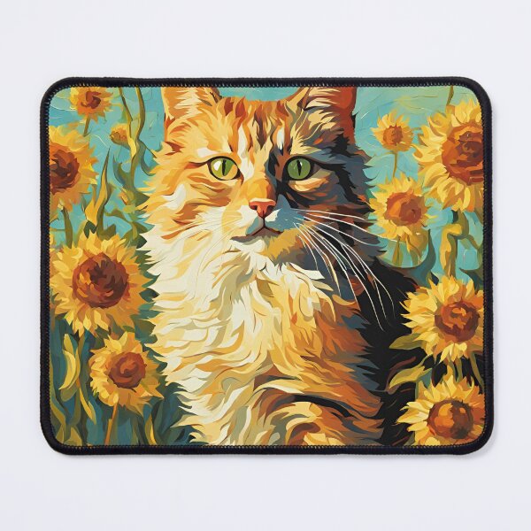 Item preview,  Cat Art spring  Cat with Common sunflower : art cat designed and sold by Catophile.