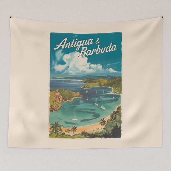 Item preview, Antigua and Barbuda Painterly Travel Art Vintage designed and sold by KrisSidDesigns.