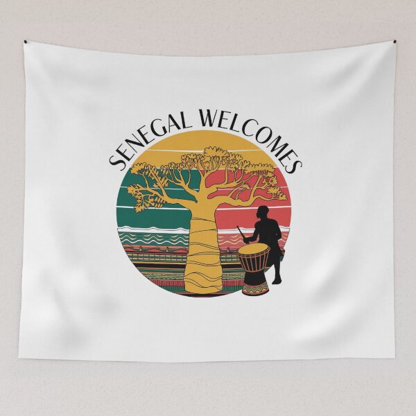 Item preview, Senegal Welcomes Flag Map Dakar, Lake Retba, Gorée Island designed and sold by AnimalsDH305.