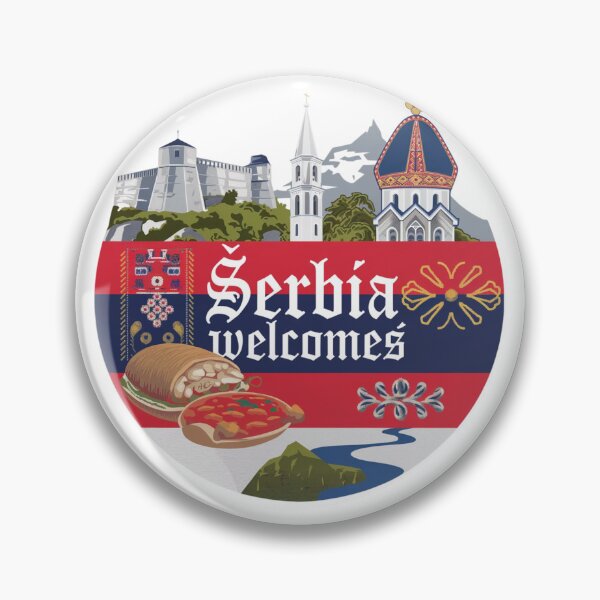 Item preview, Serbia Welcomes Flag Map Belgrade, Danube River, Sava River designed and sold by AnimalsDH305.