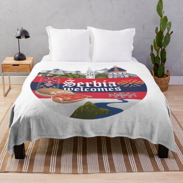 Item preview, Serbia Welcomes Flag Map Belgrade, Danube River, Sava River designed and sold by AnimalsDH305.