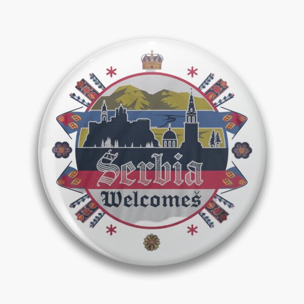 Item preview, Serbia Welcomes Flag Map Belgrade, Danube River, Sava River designed and sold by AnimalsDH305.
