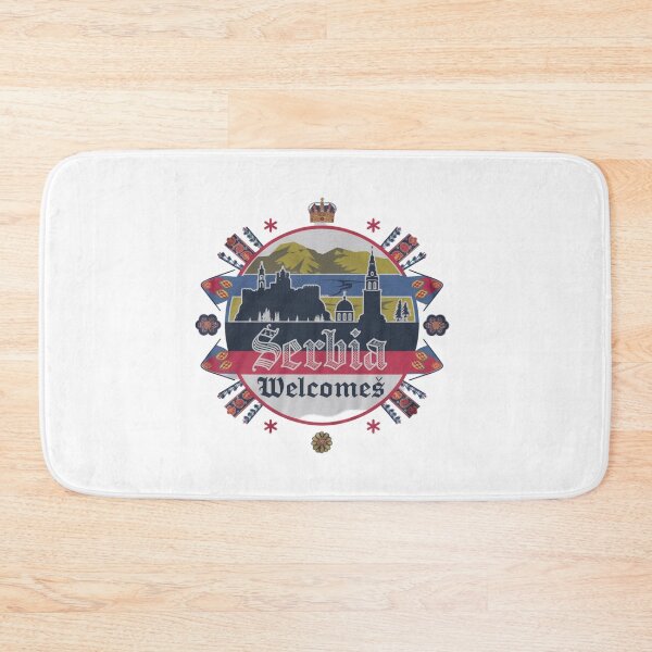 Item preview, Serbia Welcomes Flag Map Belgrade, Danube River, Sava River designed and sold by AnimalsDH305.