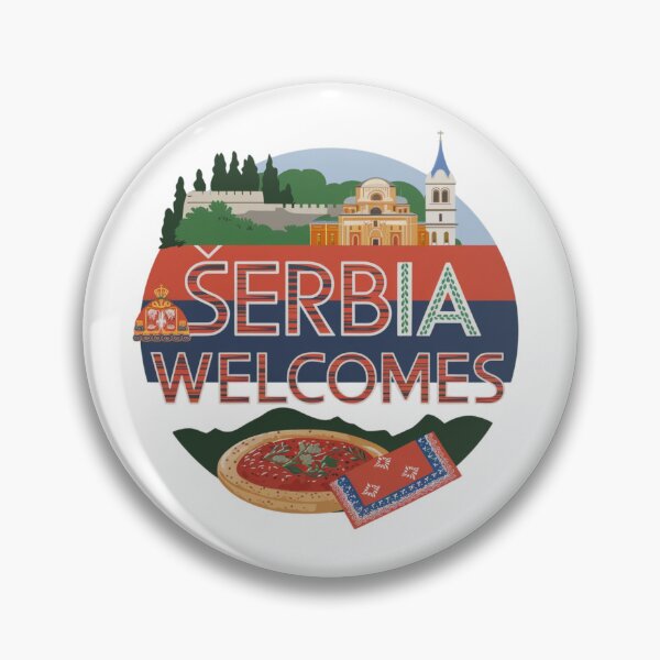 Item preview, Serbia Welcomes Flag Map Belgrade, Danube River, Sava River designed and sold by AnimalsDH305.