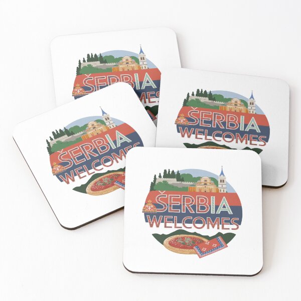 Item preview, Serbia Welcomes Flag Map Belgrade, Danube River, Sava River designed and sold by AnimalsDH305.