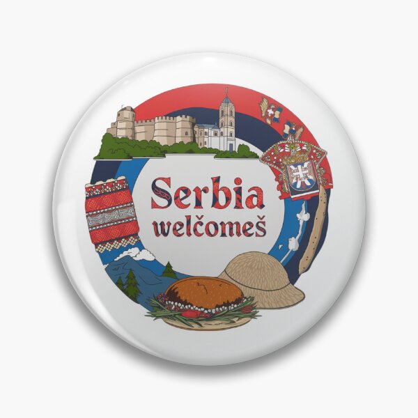 Item preview, Serbia Welcomes Flag Map Belgrade, Danube River, Sava River designed and sold by AnimalsDH305.