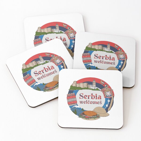 Item preview, Serbia Welcomes Flag Map Belgrade, Danube River, Sava River designed and sold by AnimalsDH305.