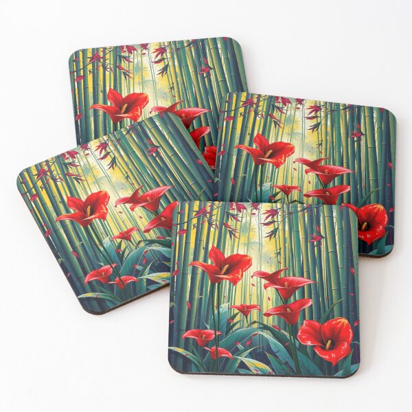 Item preview, bamboo forest with red callas graffiti art designed and sold by melissabeta.
