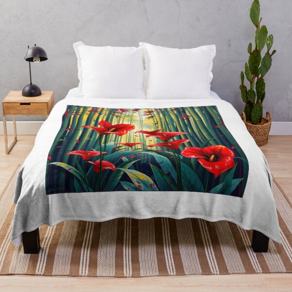 Item preview, bamboo forest with red callas graffiti art designed and sold by melissabeta.