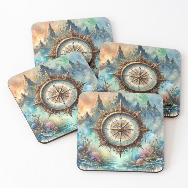 Item preview, Steampunk Compass Fantasy Art – Nautical Adventure Watercolor Design designed and sold by MarketMavenGift.