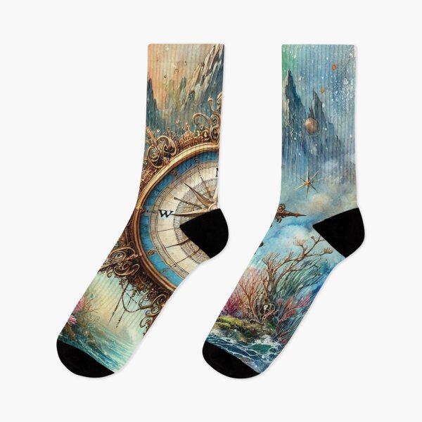 Item preview, Steampunk Compass Fantasy Art – Nautical Adventure Watercolor Design designed and sold by MarketMavenGift.