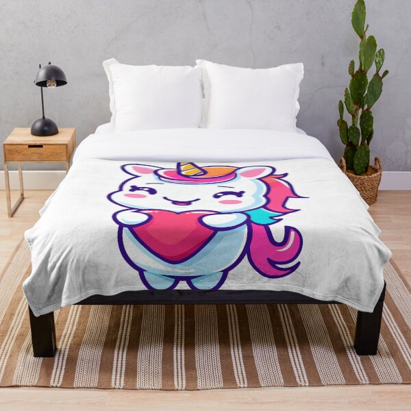 Artikelvorschau, Kawaii Einhorn mit Herz | Süße Fantasy-Liebesillustration entworfen und verkauft von ColorsoftNature.
