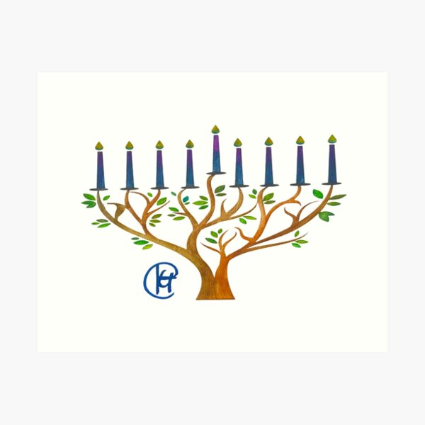 Item preview, Secret Garden Menorah Art designed and sold by Kalli Taub Art.