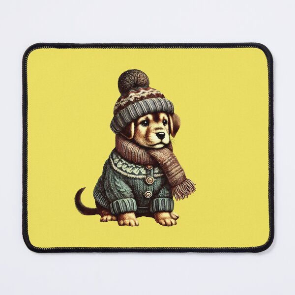 Aperçu de l'œuvre Chien mignon rétro d'hiver - Chiot vintage élégant classique confortable esthétique créée et vendue par Designflex90.